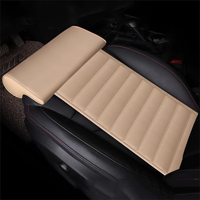 Leather Car Seat Extender Cushion,Car Leg Extender Leg Support Pillow Universal Car Seat Leg Pad,Comfortable Leg Rest Extended Cushion Mat for Car Bus Train Home Office (Beige)
