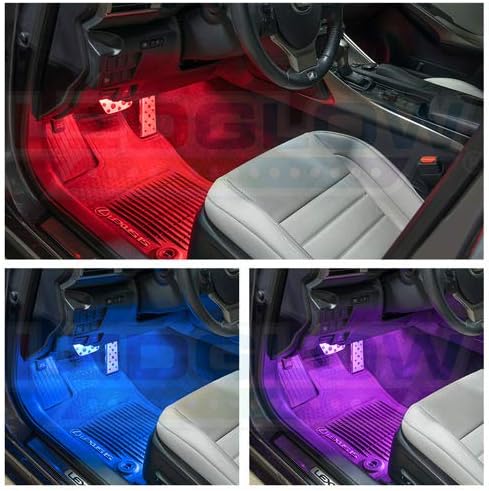LEDGlow 6pc Multi-Color LED Interior Footwell Underdash Neon Light Kit for Cars & Trucks - 7 Solid Colors - 7 Patterns - Music Mode - Auto Illumination - Universal - Includes 12" Tubes & Control Box