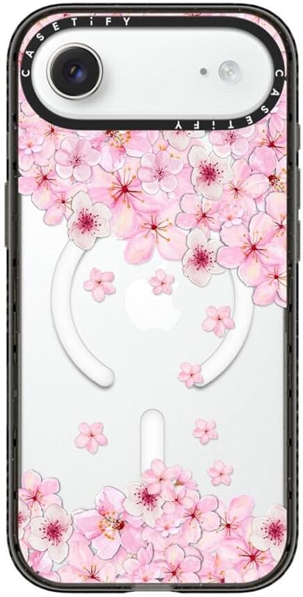 CASETiFY Impact iPhone Air Case [Slim/Compatible with Magsafe / 8.2 ft. 4X Military Grade Drop Protection] - Sakura Cherry Saturday - Clear Black