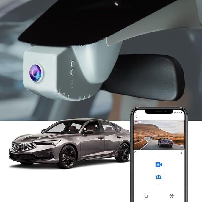 Fitcamx Front 4K+Rear 1080P Dash Cam Adapts for Acura Integra Type S 2023-2026 (Black Cover), OEM Factory Look, Dual HD Video, Built-in WiFi & APP, Loop Recording, G-Sensor, Easy to Set, 64GB Card