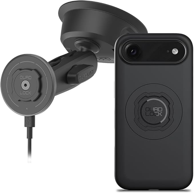 Quad Lock Heavy Duty Suction Car Phone Mount with MAG Phone Case and MAG Wireless Charging Head for iPhone 17 Air