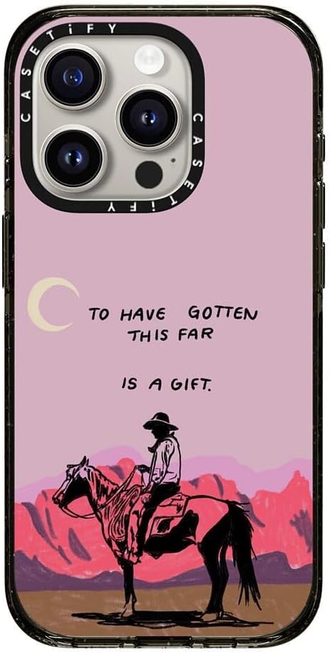 CASETiFY Impact Case for iPhone 15 Pro [8.2ft 4X Military Grade Drop Protection/Compatible with Magsafe] - Cowboy Quest - Clear Black