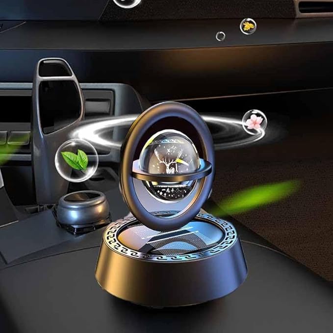 Luxury Solar Aromatherapy Car Air Freshener | Stylish Dashboard Rotating Perfume Diffuser | Plastic Solar-Powered Autorotation Decoration for Car Interior | Eco-Friendly Fragrance Diffuser