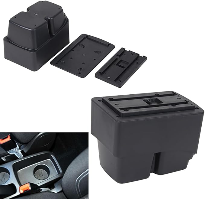 AULPHIKE Compatible with Ford Fiesta Armrest 3 MK7 2009-2017 Car Center Console Organizer Armrests Double Door Storage with USB Ports（Carbon Fiber Style）