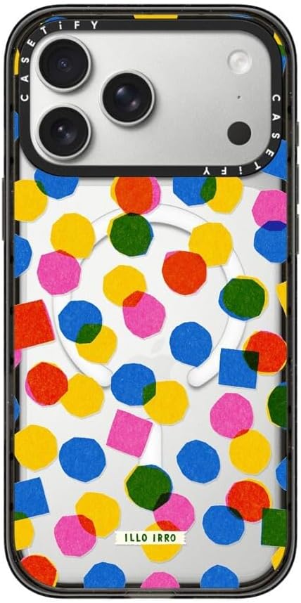 CASETiFY Impact iPhone 17 Pro Max Case [Slim/Compatible with Magsafe / 8.2 ft. 4X Military Grade Drop Protection] - Riso Polka - Clear Black