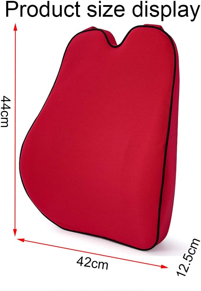 Car Lumbar Support Back Cushion Memory Foam Universal Fit Major Car Seat with Back Pain Relief for Car Office Home 1PCS Red