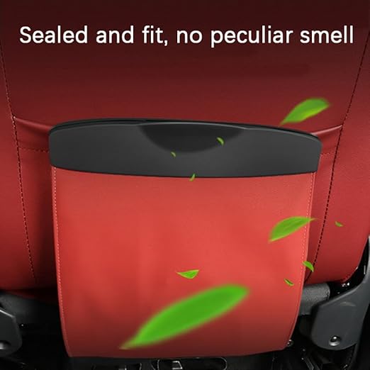 Car Leather Trash Can Auto Back Seat Trash Bag Trash Basket Storage Bag Portable Office Household Trash Bag Car Interior Accessories