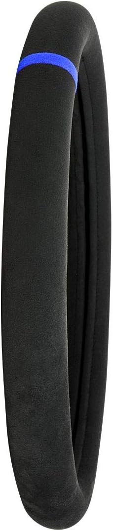 GG Grand General 54049 18 Inches Steering Wheel Cover Black Suede w/Blue Stripe/Stitching