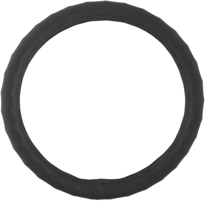BDK Genuine Leather Ergonomic Non-Slip Grip Car Steering Wheel Cover Standard Size 14.5 to 15 inch
