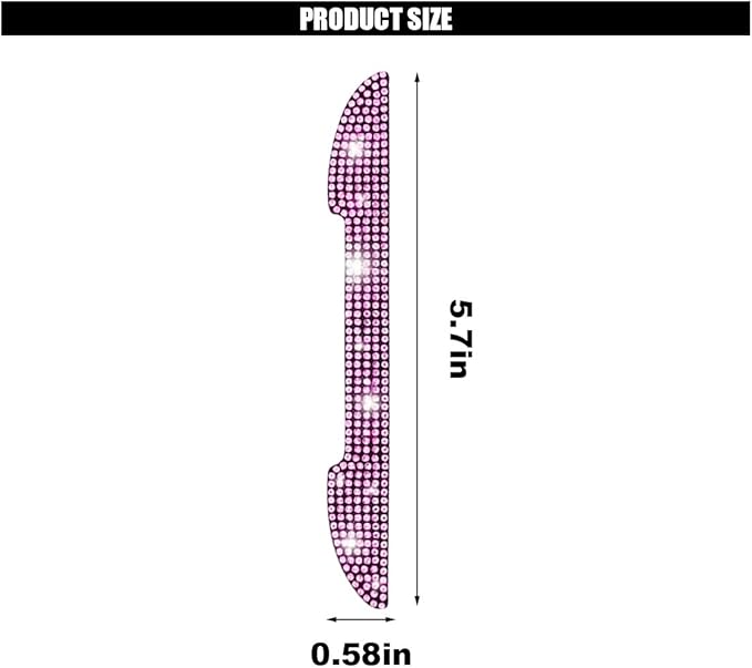 4PCS Bling Car Door Handle Scratch Protector, Crystal Rhinestone Sticker Car Door Edge Guard, Side Rearview Mirror Anti-Collision Strip, Exterior Accessories for Women Men (Pink)