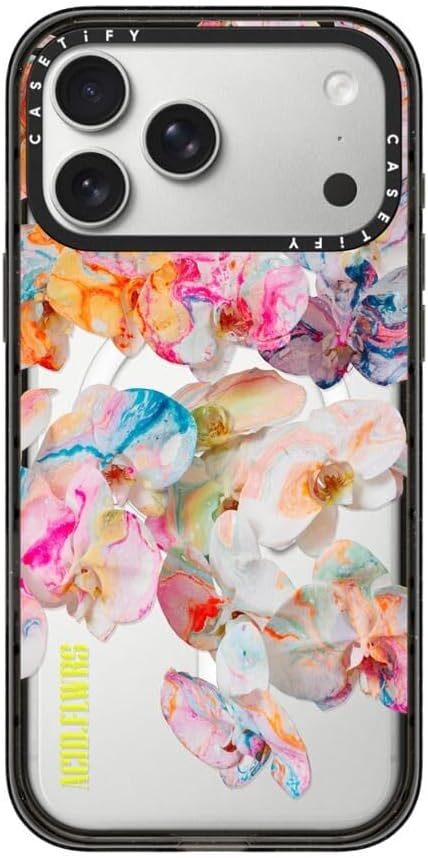 CASETiFY Impact iPhone 17 Pro Max Case [Slim/Compatible with Magsafe / 8.2 ft. 4X Military Grade Drop Protection] - AF Dream FLWRS - Clear Black