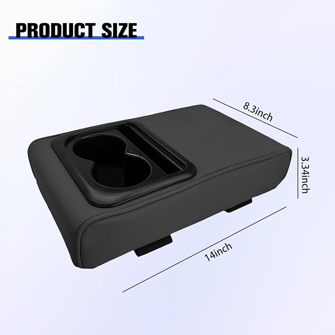 Car Center Console Armrest Pillow, Vehicle Armrest Seat Box Cushion Pad with Cup Holder & Phone Holder, Comfortable Auto Middle Console Cover, Universal for SUV RV Truck (Black)