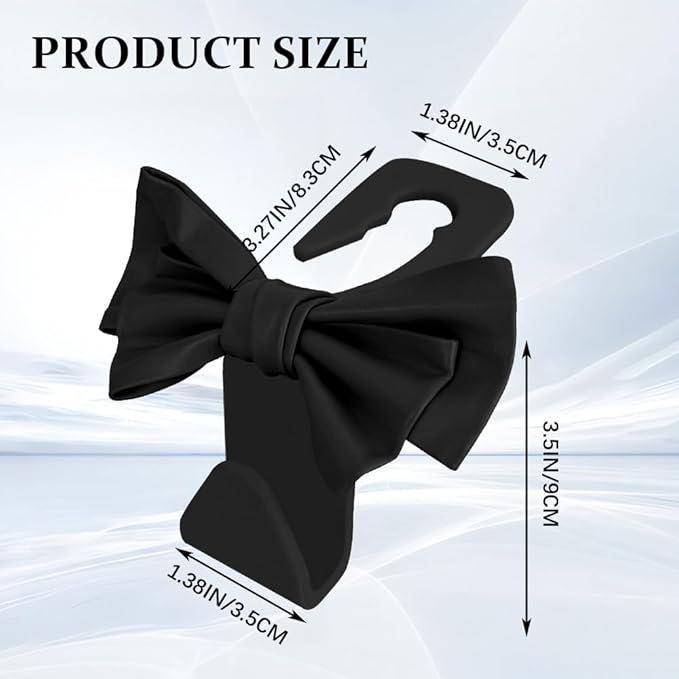 2PCS Car Purse Hooks, Car Hooks for Purses and Bags Cute, Cute Bow Shaped Vehicle Backseat Storage Hanger, Auto Leather Bow Back Seat Storage Hanging Holder Universal for Women Girls (Black)