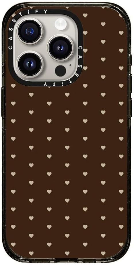 CASETiFY Impact Case for iPhone 15 Pro [8.2ft 4X Military Grade Drop Protection/Compatible with Magsafe] - Choco Dots - Clear Black