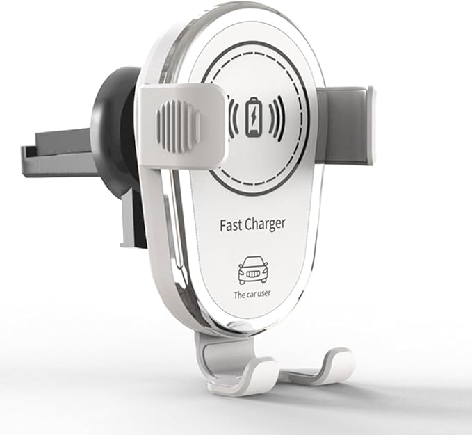 15W Fast Wireless Car Charger, Phone Holder, Auto-Clamping Air Vent Phone Charger for Car (White)