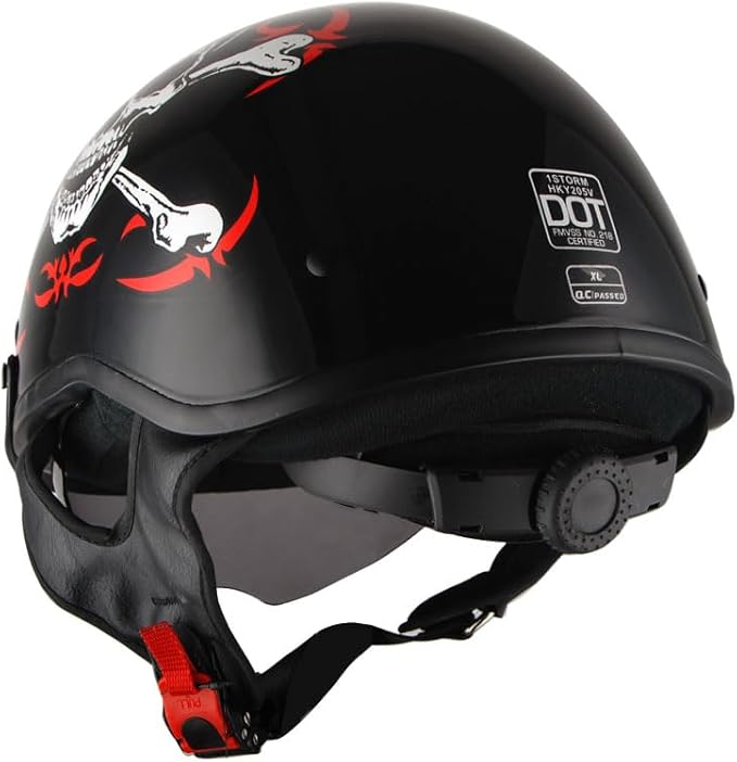 1Storm Motorcycle Half Face Helmet Mopeds Scooter Pilot with Retractable Inner Smoked Visor