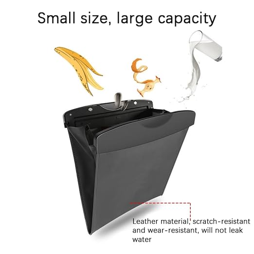 Car Leather Trash Can Auto Back Seat Trash Bag Trash Basket Storage Bag Portable Office Household Trash Bag Car Interior Accessories