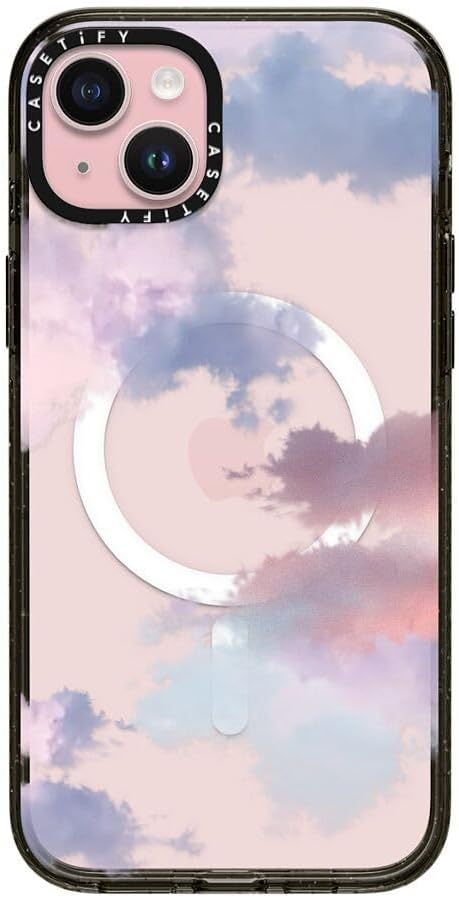 CASETiFY Impact iPhone 15 Plus Case [4X Military Grade Drop Tested / 8.2ft Drop Protection/Compatible with Magsafe] - Cloud Prints - Clouds - Clear Black