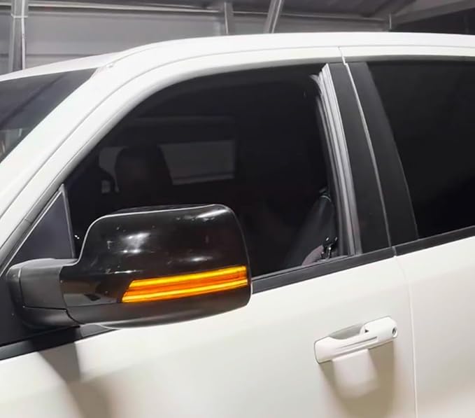 iJDMTOY Semi-Clear Lens Dynamic Sequential Blink/Flow Full LED Side Mirror Turn Signal Light Assembly Kit Compatible with 2019-up Dodge RAM 1500