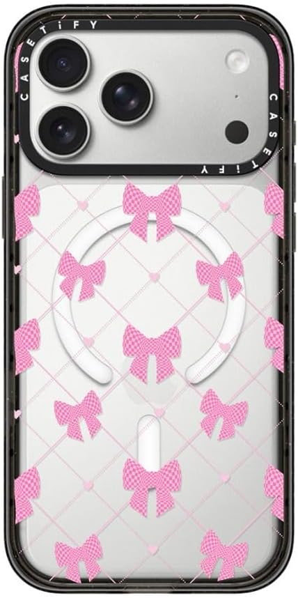 CASETiFY Impact iPhone 17 Pro Max Case [Slim/Compatible with Magsafe / 8.2 ft. 4X Military Grade Drop Protection] - Bow-net Lace - Clear Black