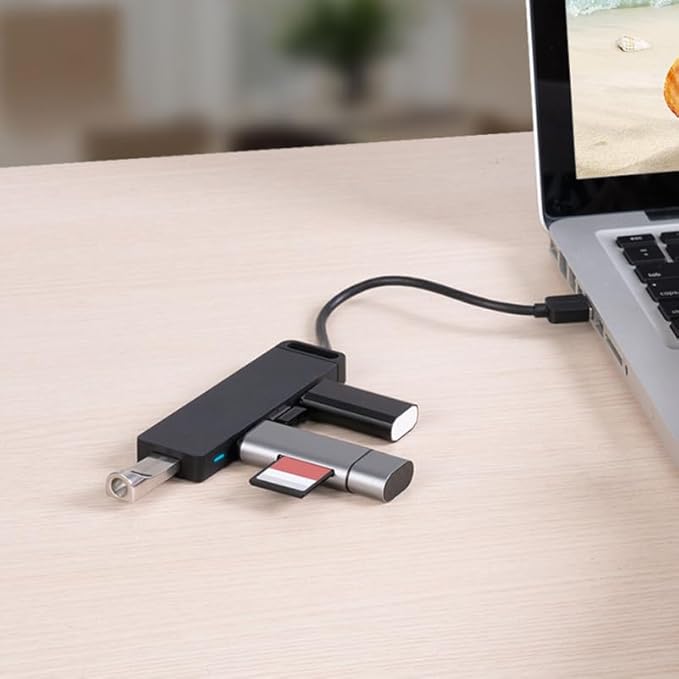 SEWACC USB Hub Ports High-Speed Data Splitter with Auxiliary Power Input Cable for Accessories Supports Dual SSD Compatible with Mouse Keyboard for Desktop Laptop