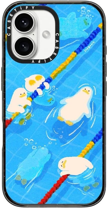 CASETiFY Impact iPhone 16 Case [4X Military Grade Drop Tested / 8.2ft Drop Protection/Compatible with Magsafe] - Pool time - Clear Black
