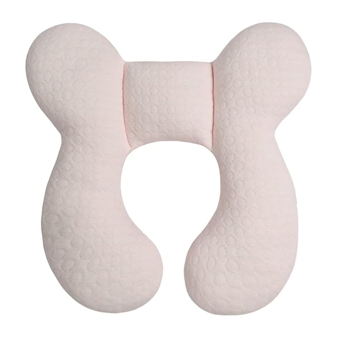 Upgraded Baby Head Support Pillow for Newborn Toddler, Soft Cotton Baby Travel Pillow for Car Seats and Strollers for Baby, Pink