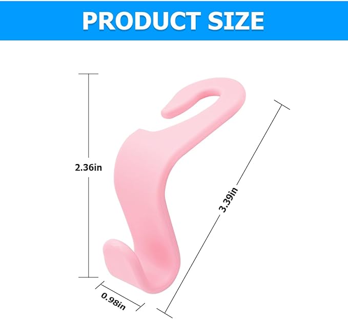 4PCS Car Back Seat Headrest Hooks, Rear Car Seat Storage Headrest Hanger Holder Hooks Organizer, Universal Auto Interior Accessories for Bag Purse Handbag Cloth Coats Grocery (Light Pink)