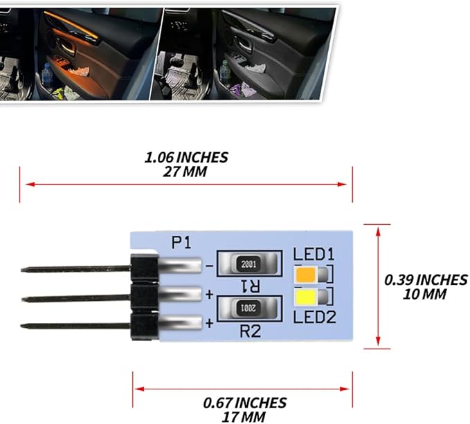 NJSBYL Door Pocket Handle Ambient Lighting Circuit Board for B-MW X1 2016-2022, Gran Turismo 2020-2017, 7 Series F01/LWB F02 LCI 2012-2015 Interior Door Panel Light Orange-White Courtesy Light Kit