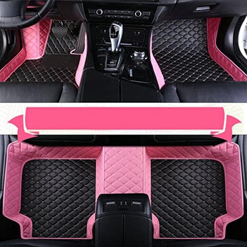 Custom Car Floor Mats Fit for 99% Sedan SUV Sports Car Full Coverage Pads Leather Floor Liners Mat Women Men (Black&Pink)