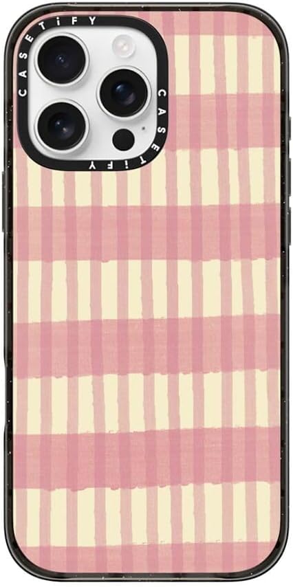 CASETiFY Impact Case for iPhone 16 Pro Max [8.2ft 4X Military Grade Drop Protection/Compatible with Magsafe] - Pink Summer Stripes - Clear Black