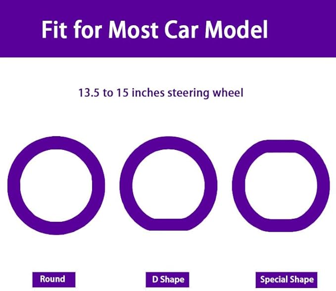 Purple Car Steering Wheel Cover: Universal RPKEY 13.5 to 15 inches Silicone Steering Cover Compatible with Most Car Models Fit for Round Shape D Shape