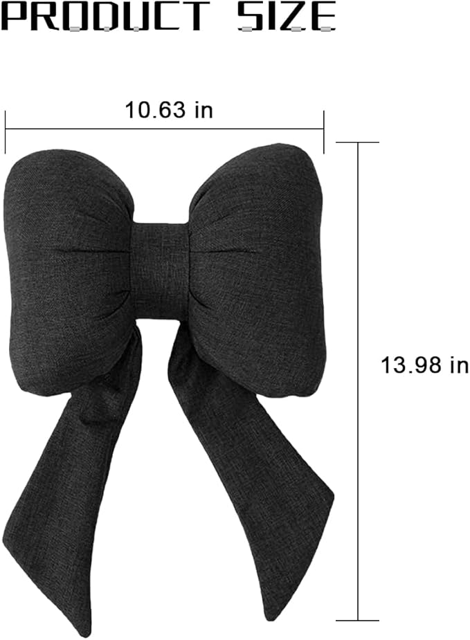 Bow Car Headrest Pillow, Breathable Memory Foam Vehicle Neck Pillow with Adjustable Strap, Ergonomic Auto Neck Support Cushion for Pain Pressure Relief, Universal for Most Cars (Black)