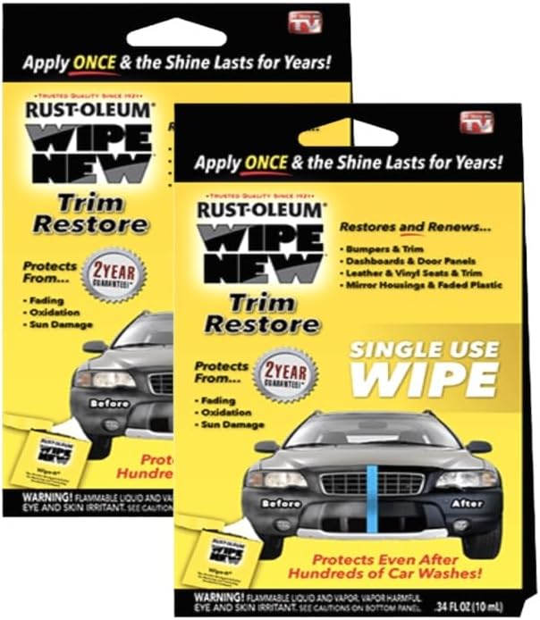 Wipe New Dashboard Bumper Car Interior Exterior and Auto Plastic Trim Restorer- Pack of 5