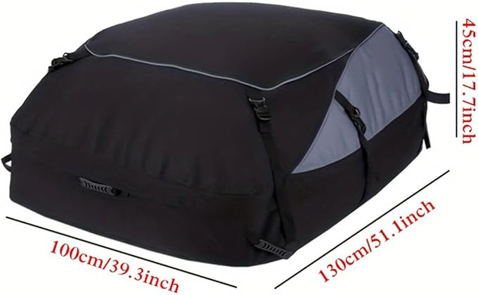 Car Roof Rack Luggage Bag, Car Rooftop Cargo Carrier, Roof Bag Waterproof Vehicle Soft-Shell Roof Luggage, with Lacing Strap, Safety Hook (130 * 100 * 45cm)