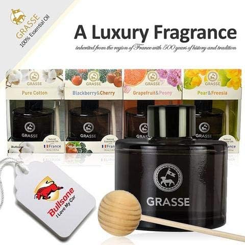 Bullsone Grasse Diffuser, Natural Car Air Fresheners, Luxury Car Perfume - Black Berry & Cherry Scent (2 Pack)