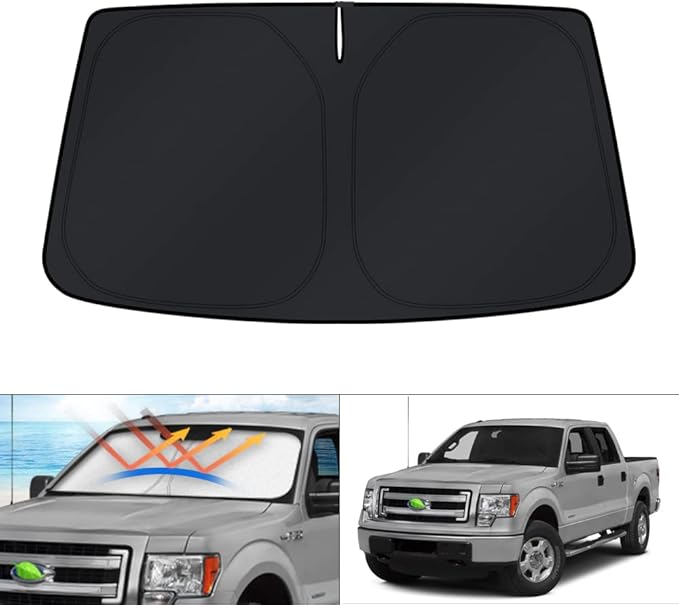 KUST Windshield Sun Shade for Ford F150 2009-2014 F-150 Accessories Window Sunshade Sun Protector Foldable Block UV Rays Keep Car Cooler