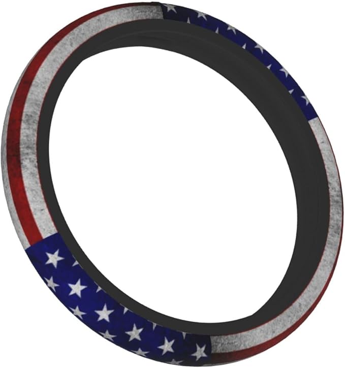 American Flag Steering Wheel Cover - Vintage American Flag Steering Wheel Cover Anti-Slip Breathable Universal for 15 Inch Car with 2 Pieces Car Coasters Suitable for Men Women
