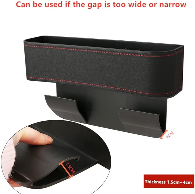 Car Seat Gap Filler Organizer, Car Organizer Front Seat, Pack Auto Console Side Storage Box with Cup Holders,Car Organizers and Storage for Holding Phone, Sunglasses, Wallet 1PC(black&red line)
