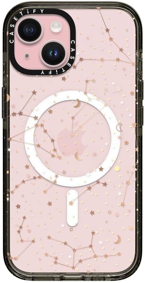 CASETiFY Impact Case for iPhone 15 [8.2ft 4X Military Grade Drop Protection/Compatible with Magsafe] - Space Pattern - Clear Black
