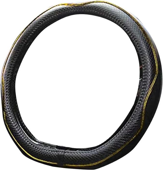 Mayco Bell Flat Bottom Steering Wheel Cover Anti-Slip,Safety,Soft,Breathable,Durable,Full Surround,Comfortable Grip Microfiber Leather (D Shape, Black Yellow)
