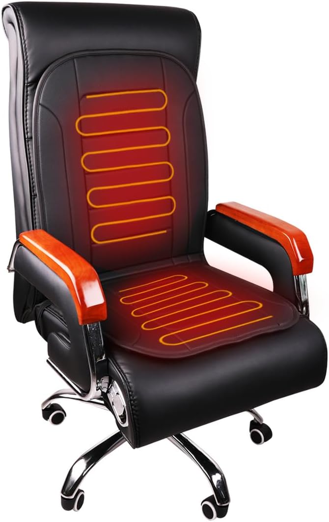 Heated Seat Cushion for Office Chair with Temperature Control and Timer, Back and Seat Heating - for Office/Home Use