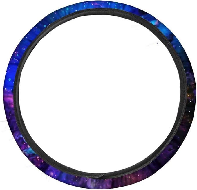 AFPANQZ Nebula Galaxy Design Steering Wheel Covers 14-15" inch Universal Fit Most Car Sedans SUVs Comfort Grip Comfortable Handmade Neoprene Breathable Steering Wheel Protector Blue Purple