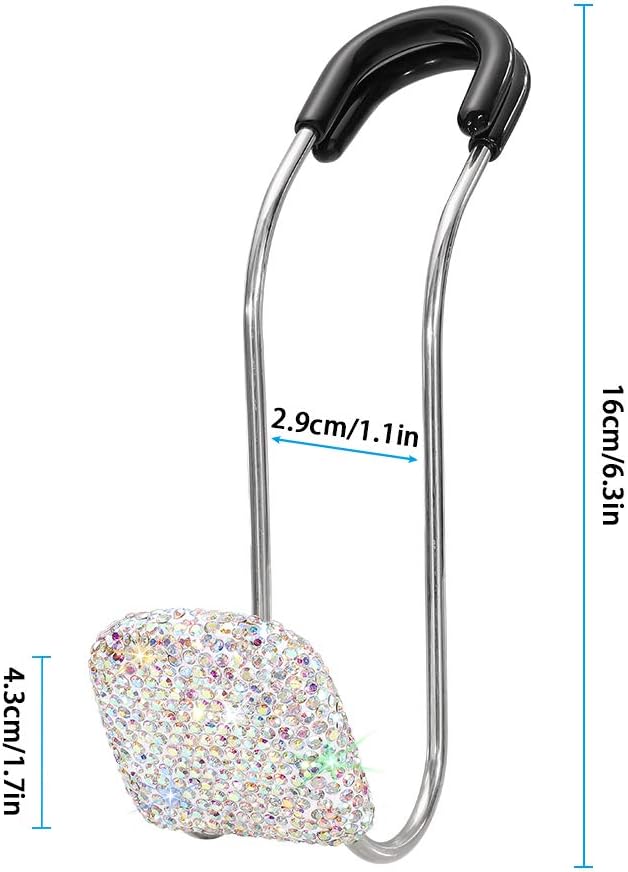 SAVORI Car Headrest Hooks Bling Car Accessories Rhinestones Universal Auto Back Seat Headrest Metal Hanger Organizer Vehicle Holder for Bag Purse Clothes Grocery 2PCS (AB)