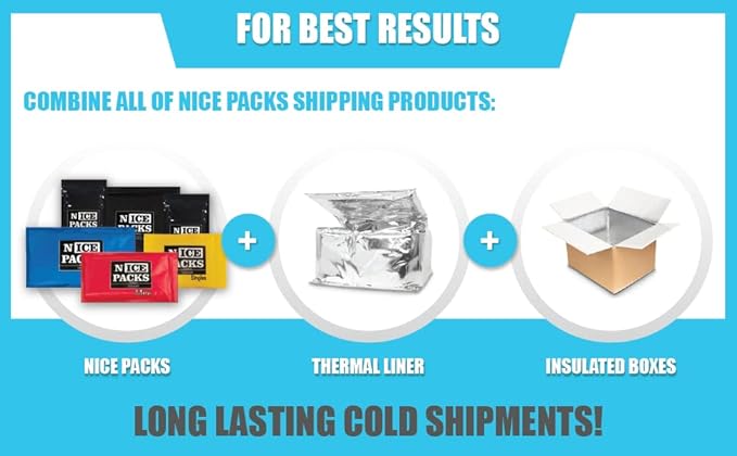 Nice Packs Reusable Dry Ice Packs for Coolers, Lunch Boxes, Frozen Food Shipping - Flexible and Long Lasting (5 Extra Large Sheets)