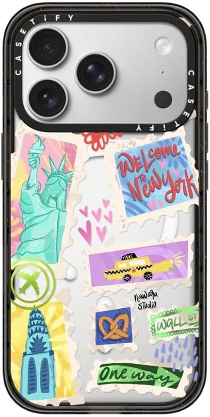 CASETiFY Impact iPhone 17 Pro Case [Slim/Compatible with Magsafe / 8.2 ft. 4X Military Grade Drop Protection] - Welcome to New York - Clear Black