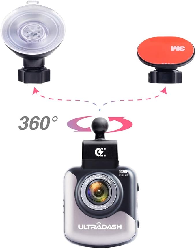 Dash Cam UltraDash C1 + 64GB High Endurance Micro SD Card Bundle - Magnetic Charging Mount, HDR High-end Night Image Sensor, F1.8 140 Degree Wide Angle Lens, G-Sensor, 2" LCD, Super Capacitor