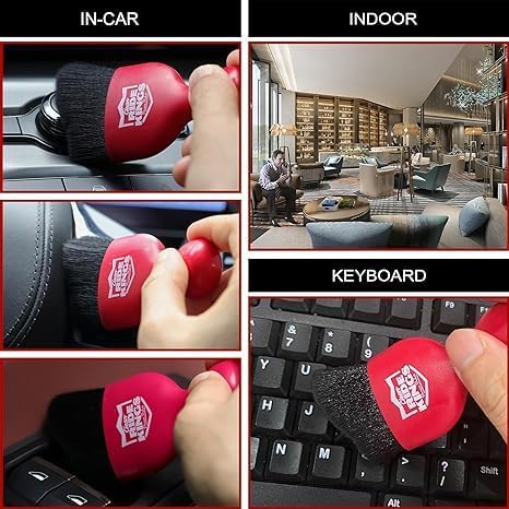 Car Interior Cleaner,Auto Soft Hair Detailing Brush Car Cleaning Kit Auto Detailing Tools Car Cleaning Supplies Car Accessories Car Gifts for Men Women Red