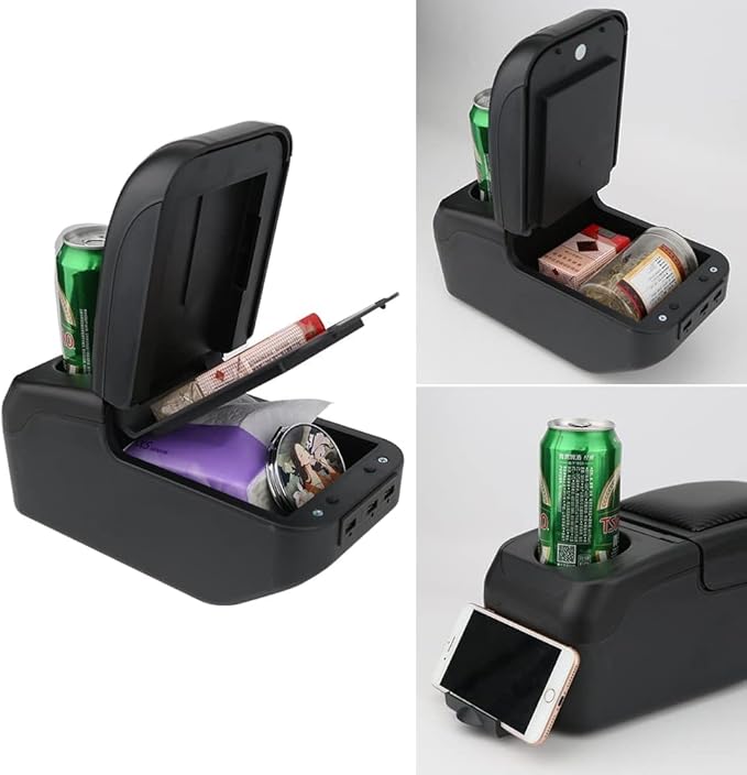 AULPHIKE Compatible with Nissan Note Armrest 2016-2018 Center Console Organizer Armrests Double Layer Storage Space with USB Ports