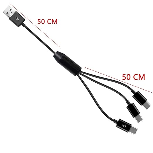 Multi USB C Splitter Y Cable, 3 in 1 USB 2.0 Type A Male to 3 Type C Male Cable Supports Charging And data transmission for i/Phone 15 Plus Pro Max, Galaxy S24/S23/S22, Huawei P40/P30 1meter (3 USB C)